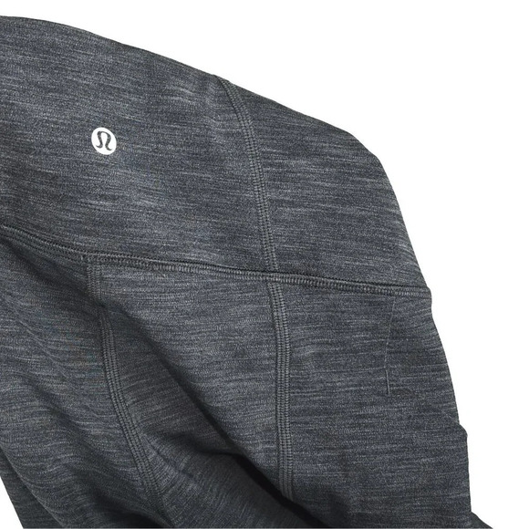Lululemon Pace Rival Crop Leggings Heathered Grey Black Size 4 Running Yoga - Picture 5 of 7